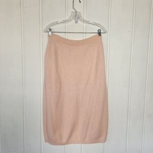 Vintage Raoul Peach Lambswool Angora Blend Midi Pencil Sweater Skirt Sz Medium
